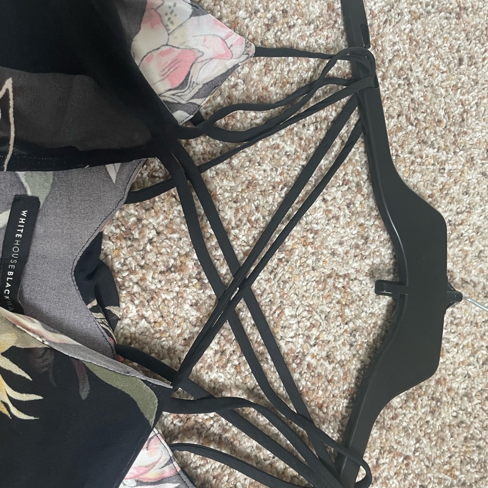 White House black market black floral silk strappy top small